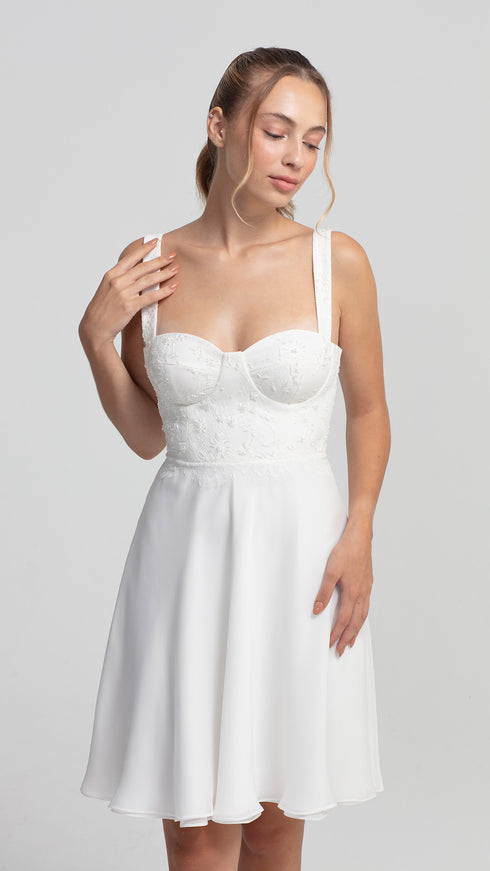 French Lace Detailed Elegant Dress